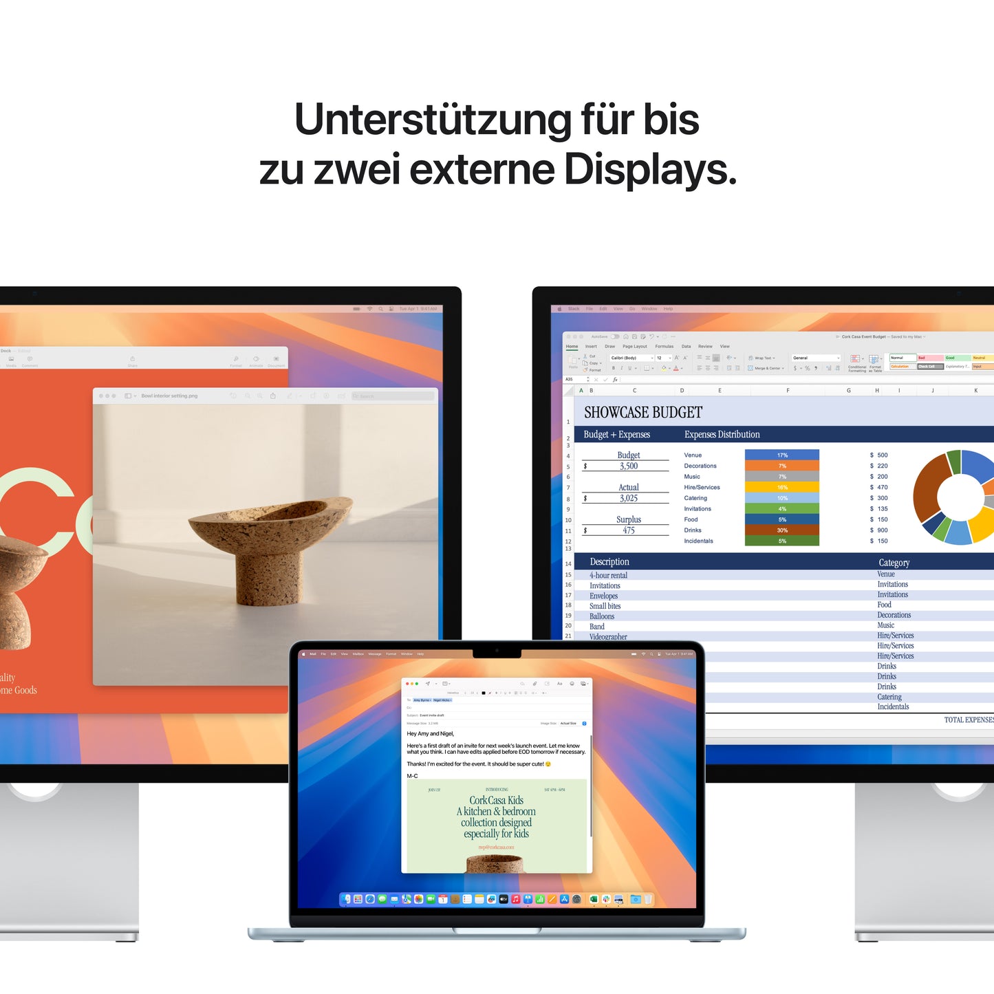 MacBook Air 13 Zoll mit M4 Chip, 10-Core CPU und 10-Core GPU, 24GB, 512GB SSD, polarstern