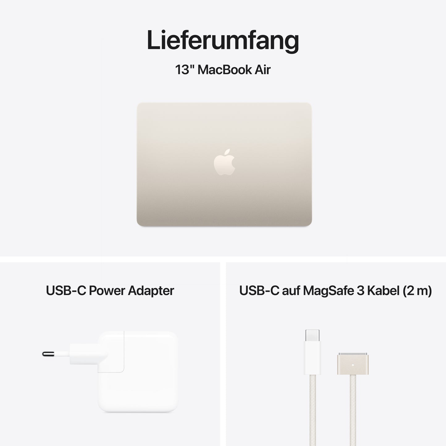 MacBook Air 13 Zoll mit M4 Chip, 10-Core CPU und 10-Core GPU, 24GB, 512GB SSD, polarstern
