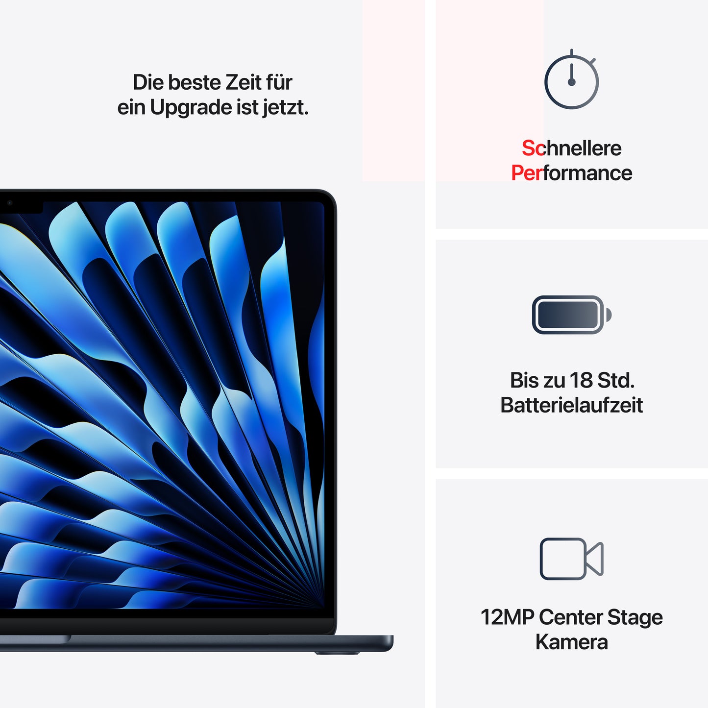 MacBook Air 15 Zoll mit M4 Chip, 10-Core CPU und 10-Core GPU, 24GB, 512GB SSD, mitternacht