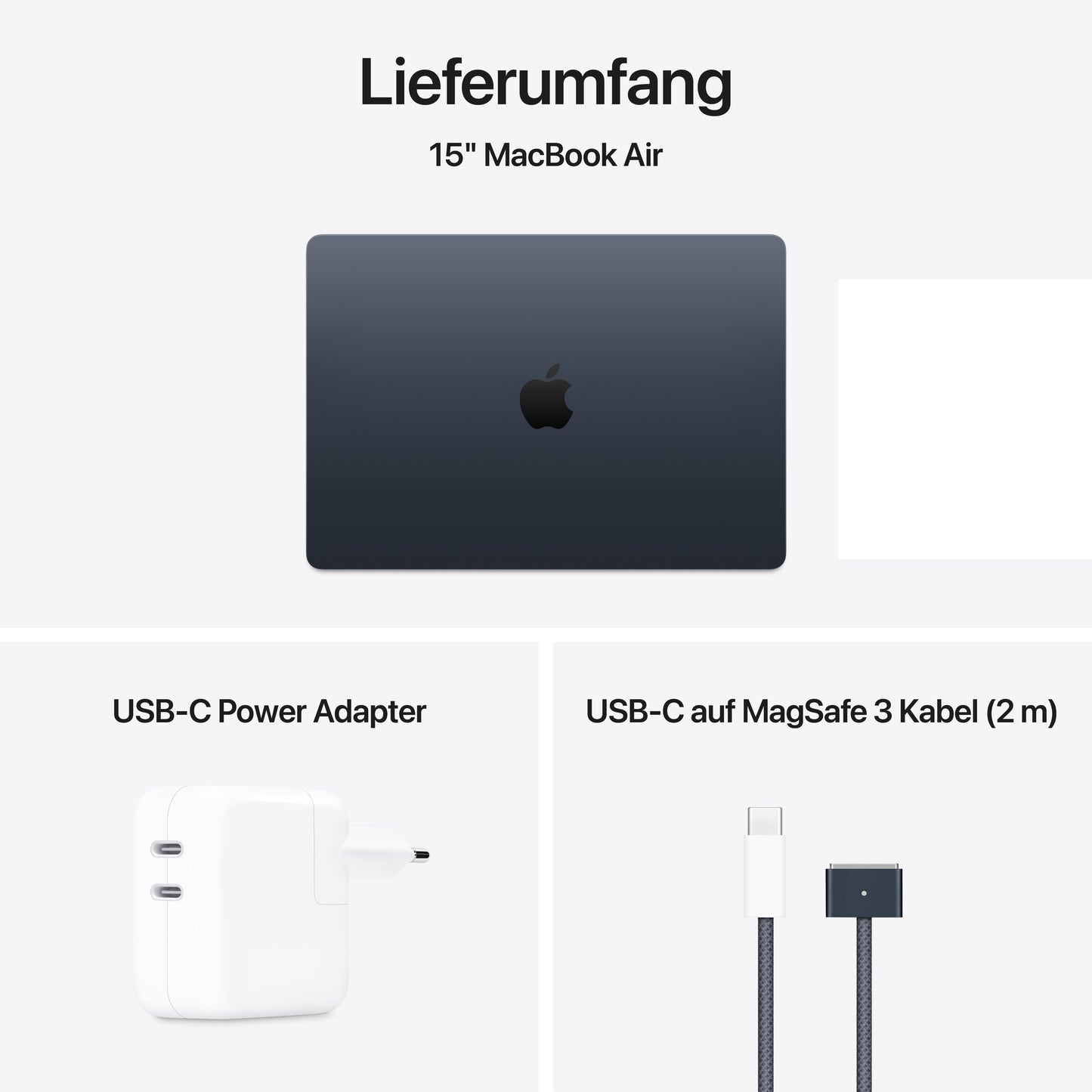 MacBook Air 15 Zoll mit M4 Chip, 10-Core CPU und 10-Core GPU, 24GB, 512GB SSD, mitternacht