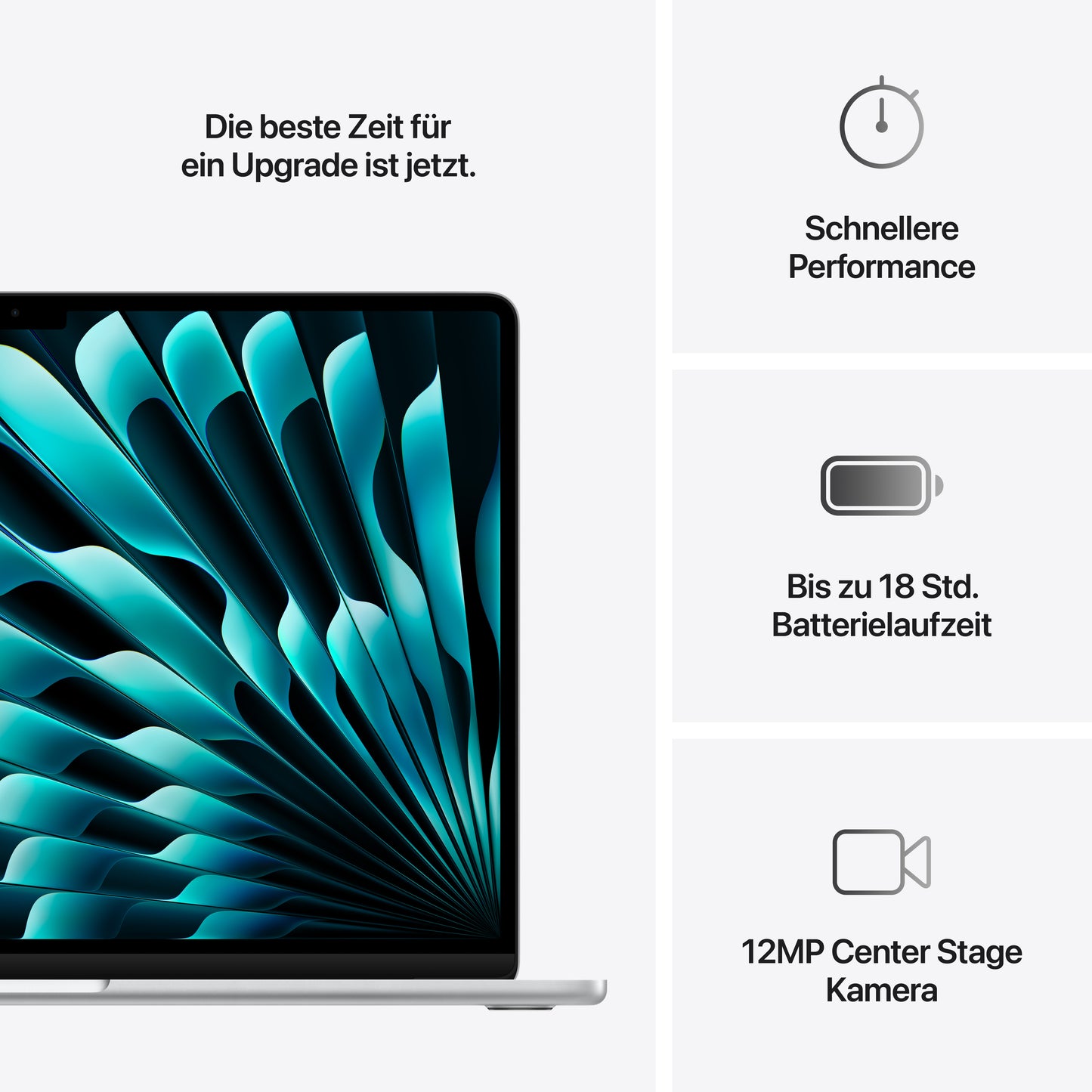 MacBook Air 15 Zoll mit M4 Chip, 10-Core CPU und 10-Core GPU, 16GB, 512GB SSD, silber
