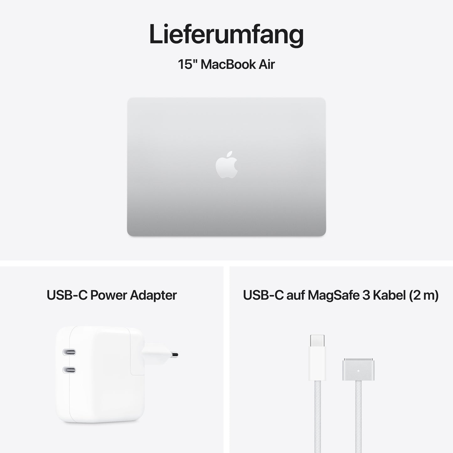 MacBook Air 15 Zoll mit M4 Chip, 10-Core CPU und 10-Core GPU, 16GB, 512GB SSD, silber