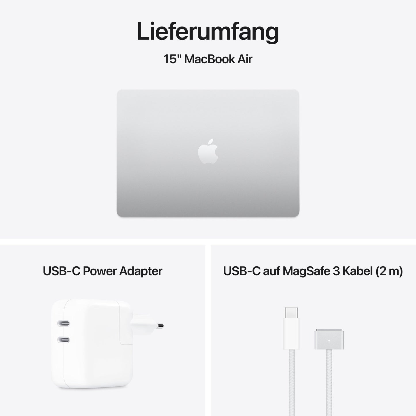 MacBook Air 15 Zoll mit M4 Chip, 10-Core CPU und 10-Core GPU, 16GB, 512GB SSD, silber