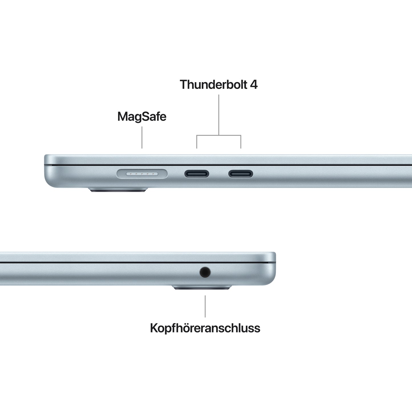 MacBook Air 15 Zoll mit M4 Chip, 10-Core CPU und 10-Core GPU, 24GB, 512GB SSD, himmelblau