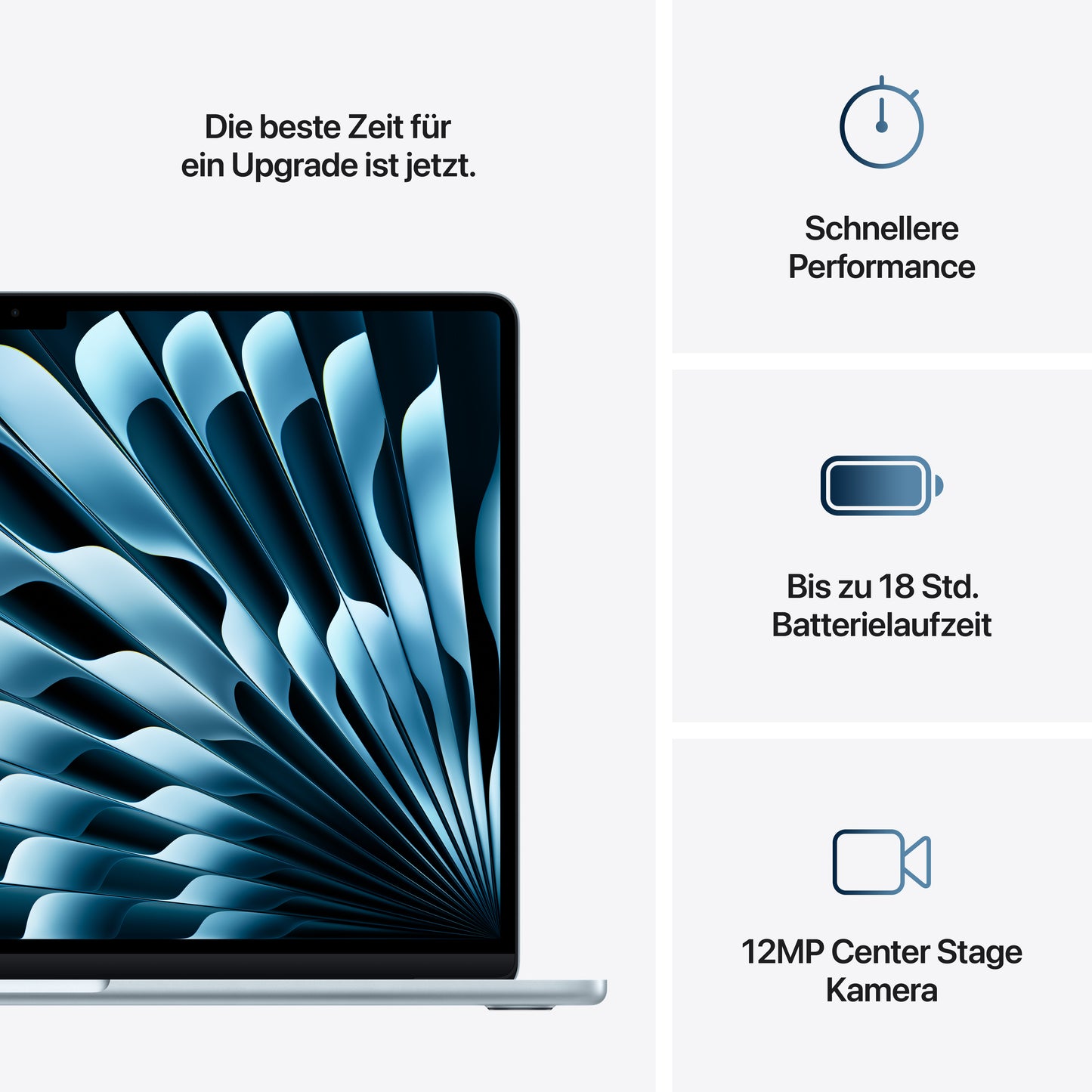 MacBook Air 15 Zoll mit M4 Chip, 10-Core CPU und 10-Core GPU, 24GB, 512GB SSD, himmelblau