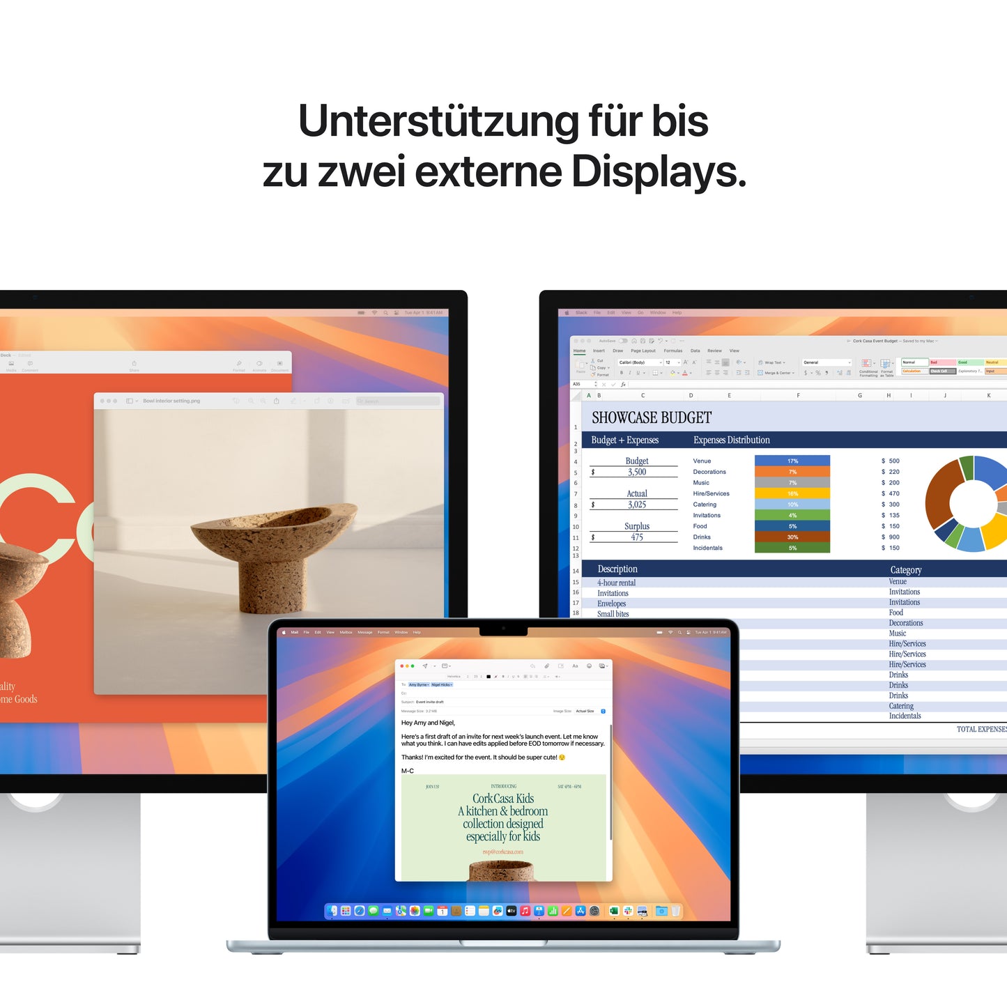 MacBook Air 15 Zoll mit M4 Chip, 10-Core CPU und 10-Core GPU, 24GB, 512GB SSD, polarstern