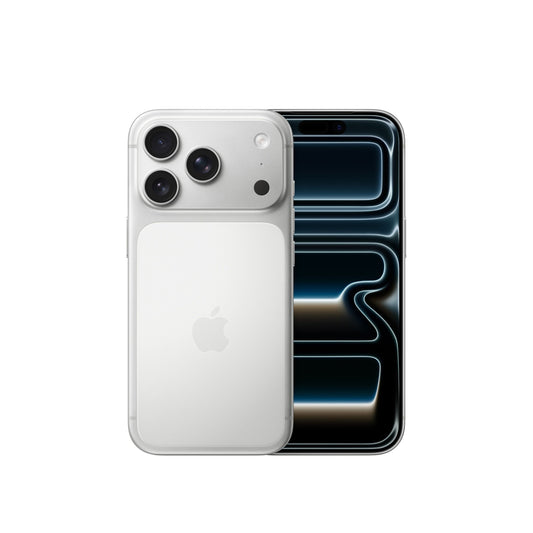 The Apple iPhone 17 Pro 512GB Silber is shown with its triple rear cameras, including a powerful 48 MP Rückkamera, overlapping another iPhone displaying a vibrant abstract pattern on the screen.