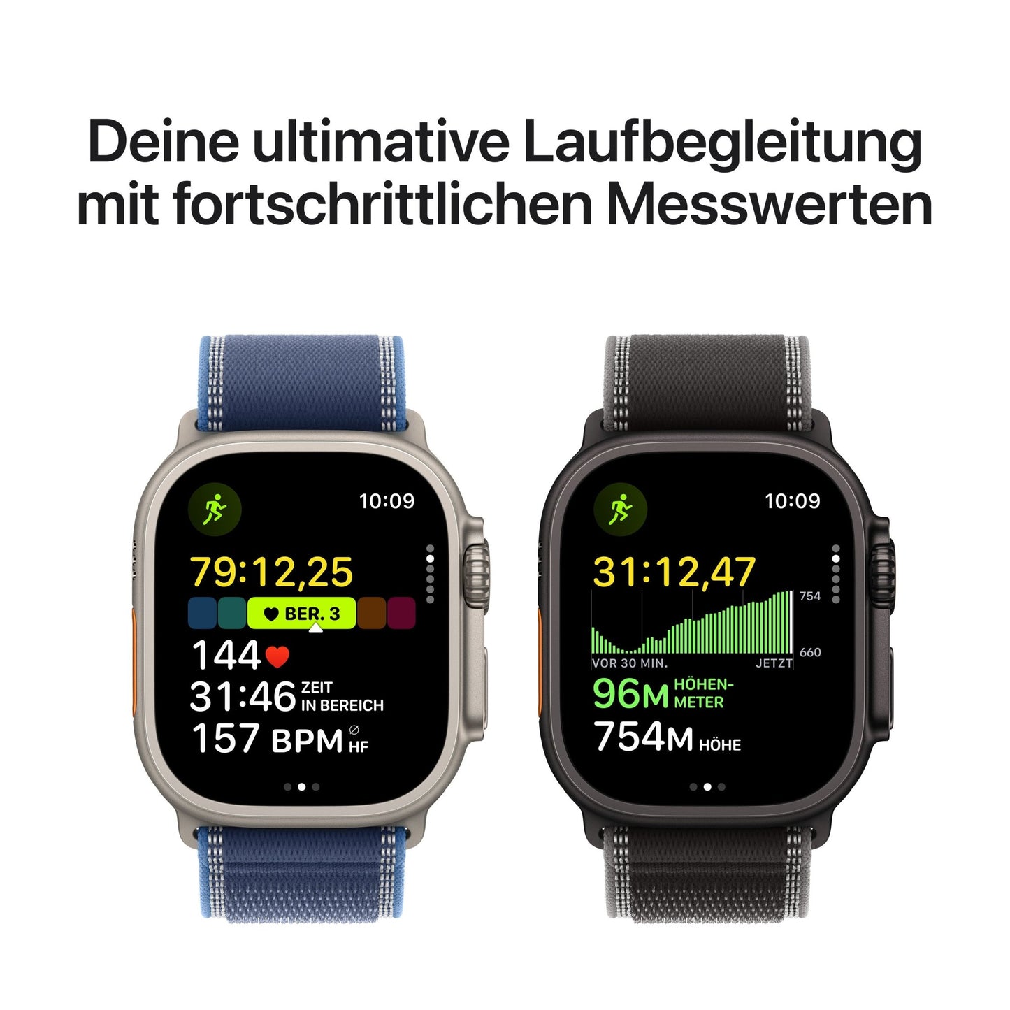 Apple Watch Ultra 3 GPS + Cellular 49mm Schwarzes Titan Case mit Schwarz/Kohle Trail Loop - M/L