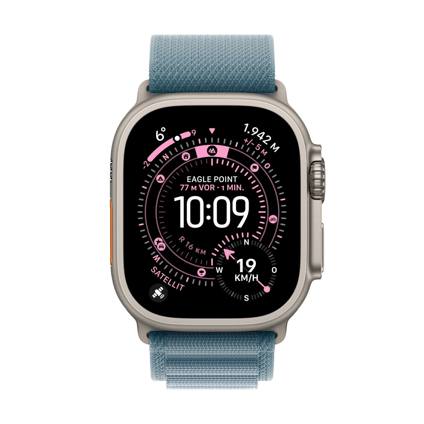 Apple Watch Ultra 3 GPS + Cellular 49mm Natürliches Titan Case mit Hellblau Alpine Loop - Medium
