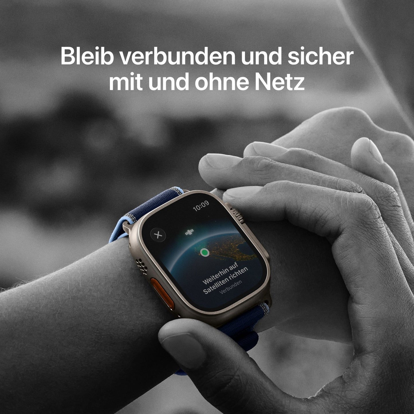 Apple Watch Ultra 3 GPS + Cellular 49mm Natürliches Titan Case mit Hellblau Alpine Loop - Medium