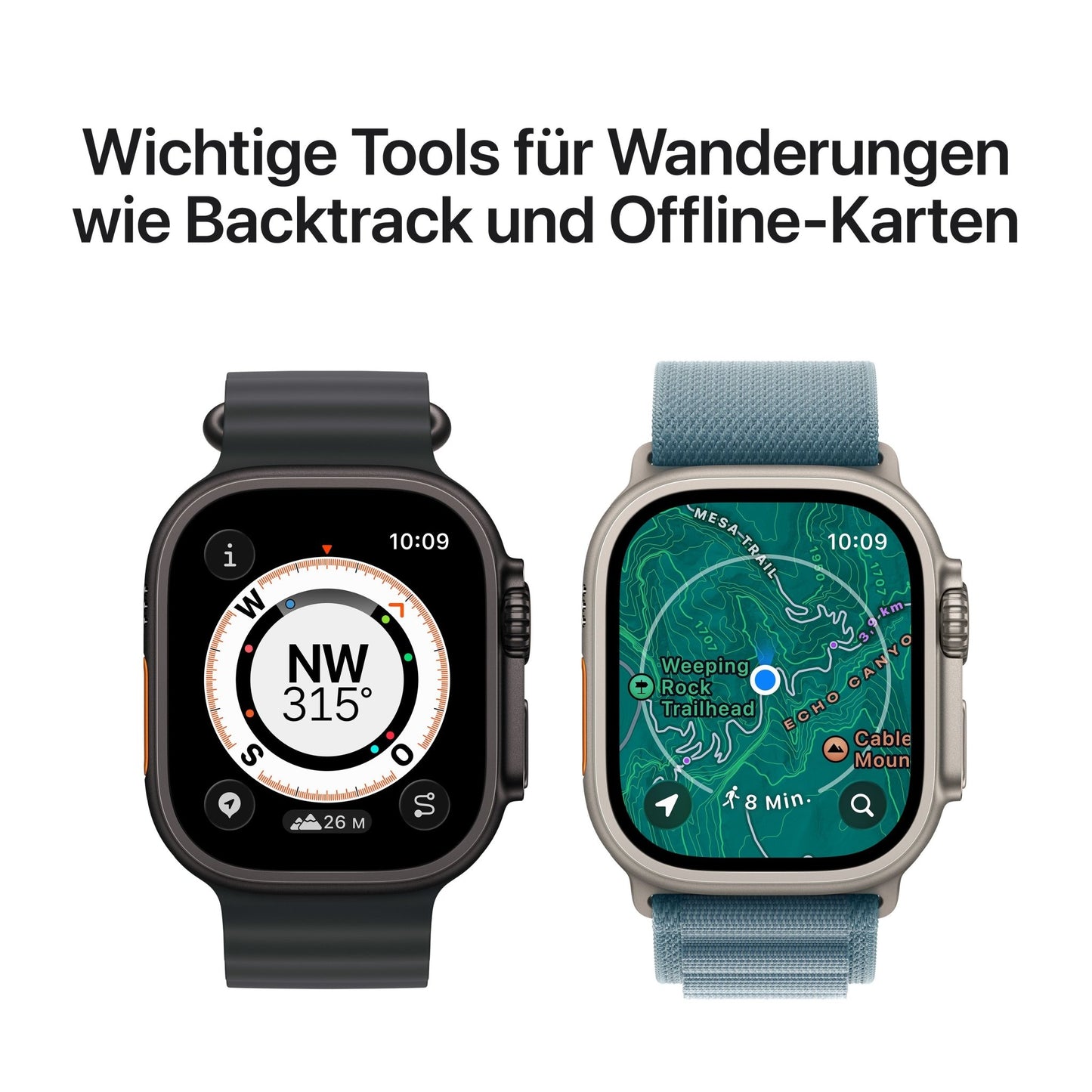 Apple Watch Ultra 3 GPS + Cellular 49mm Natürliches Titan Case mit Hellblau Alpine Loop - Medium