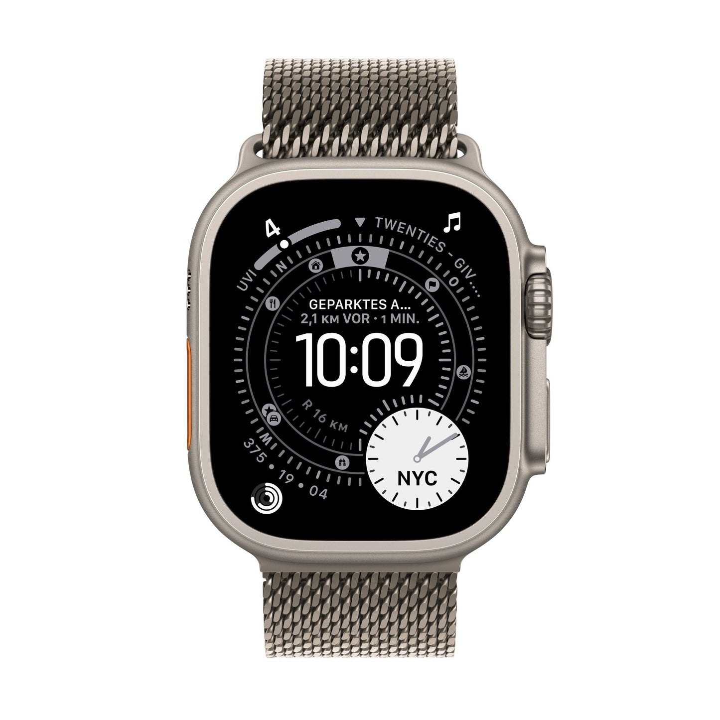 Apple Watch Ultra 3 GPS + Cellular 49mm Natürliches Titan Case mit Natürlichem Titan Milanaise Loop - Medium
