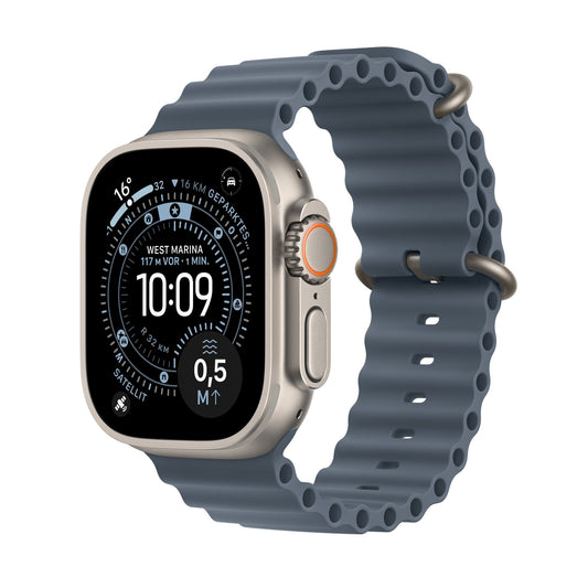 Apple Watch Ultra 3 GPS + Cellular 49mm Natürliches Titan Case mit Ankerblau Ocean Band