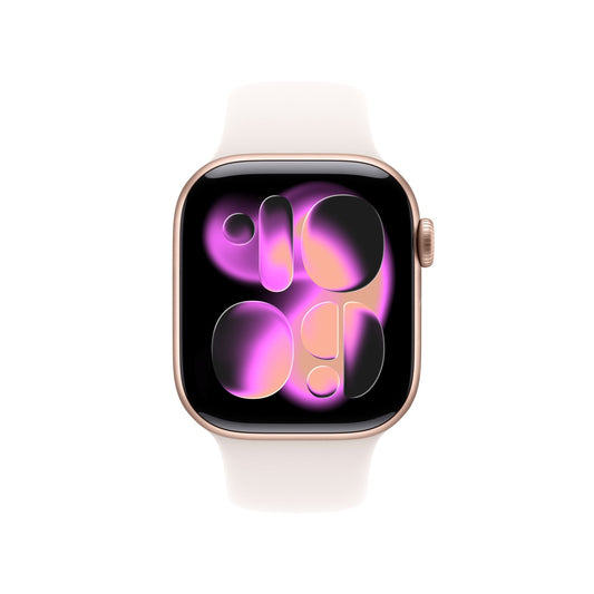 Apple Watch Series 11 GPS 42mm Roségold Aluminium Case mit Hellrosa Sportarmband - S/M
