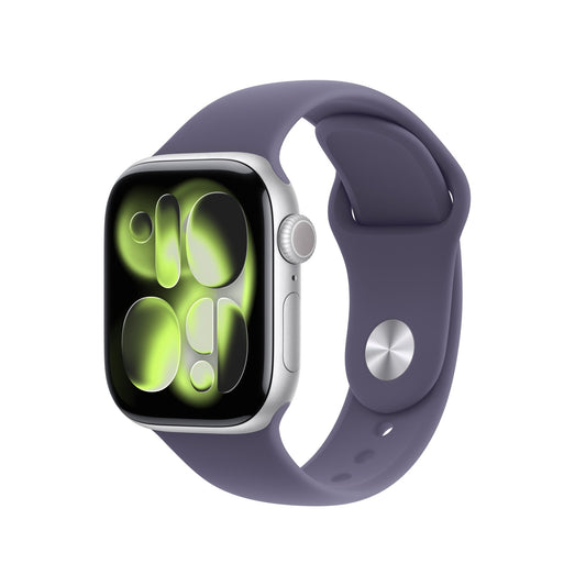 Apple Watch Series 11 GPS 42mm Silber Aluminium Case mit Purpurne Nebel Sportarmband - S/M