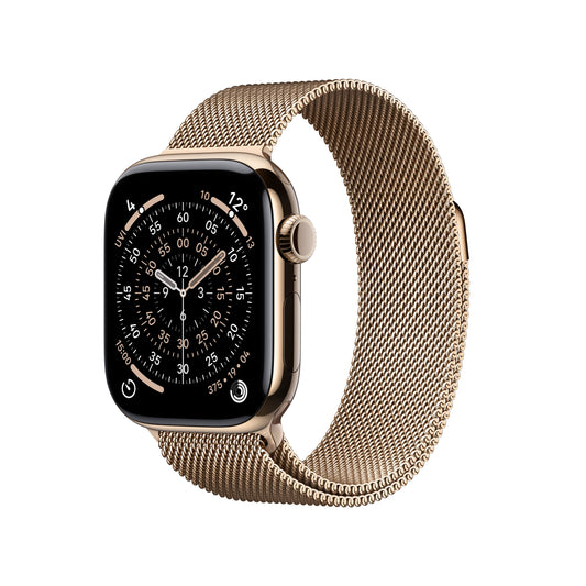 Apple Watch Series 11 GPS + Cellular 42mm Goldenes Titan Case mit Goldenem Milanaise Loop
