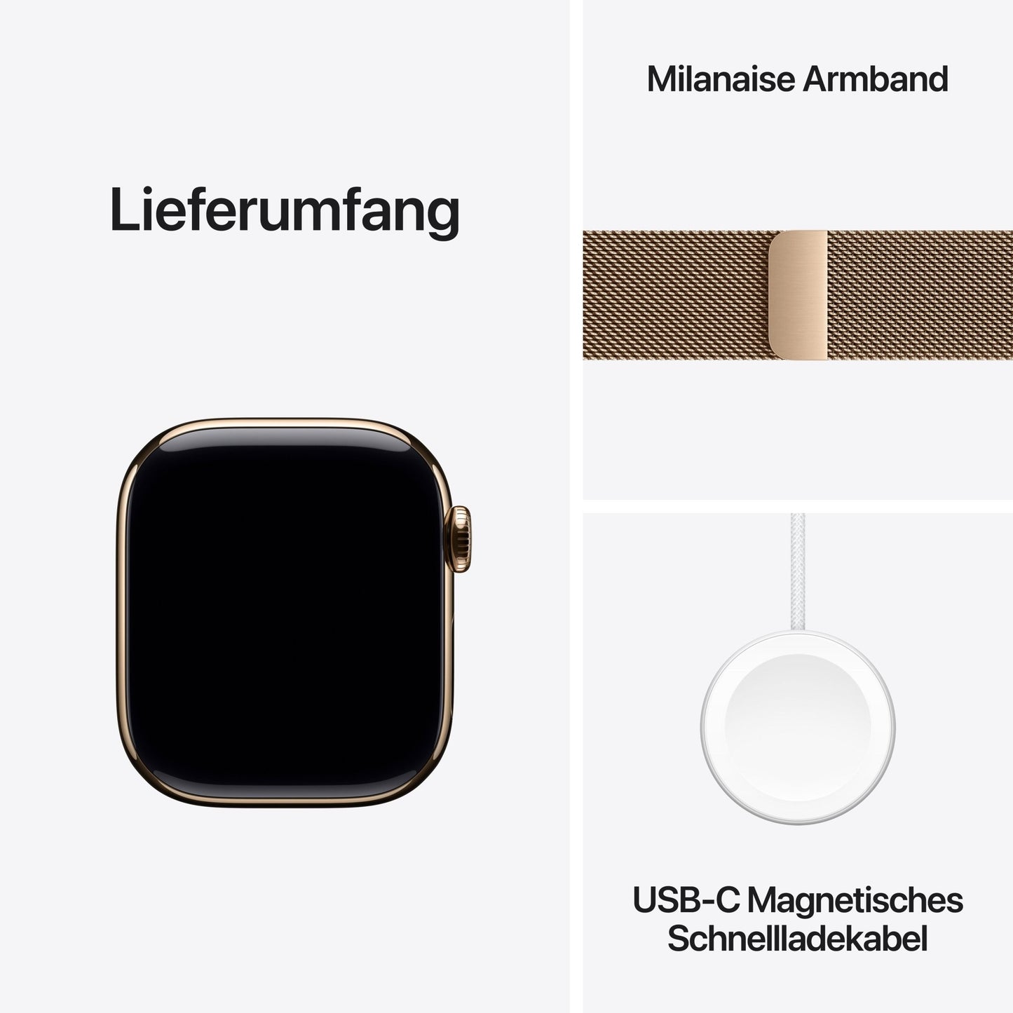 Apple Watch Series 11 GPS + Cellular 42mm Goldenes Titan Case mit Goldenem Milanaise Loop