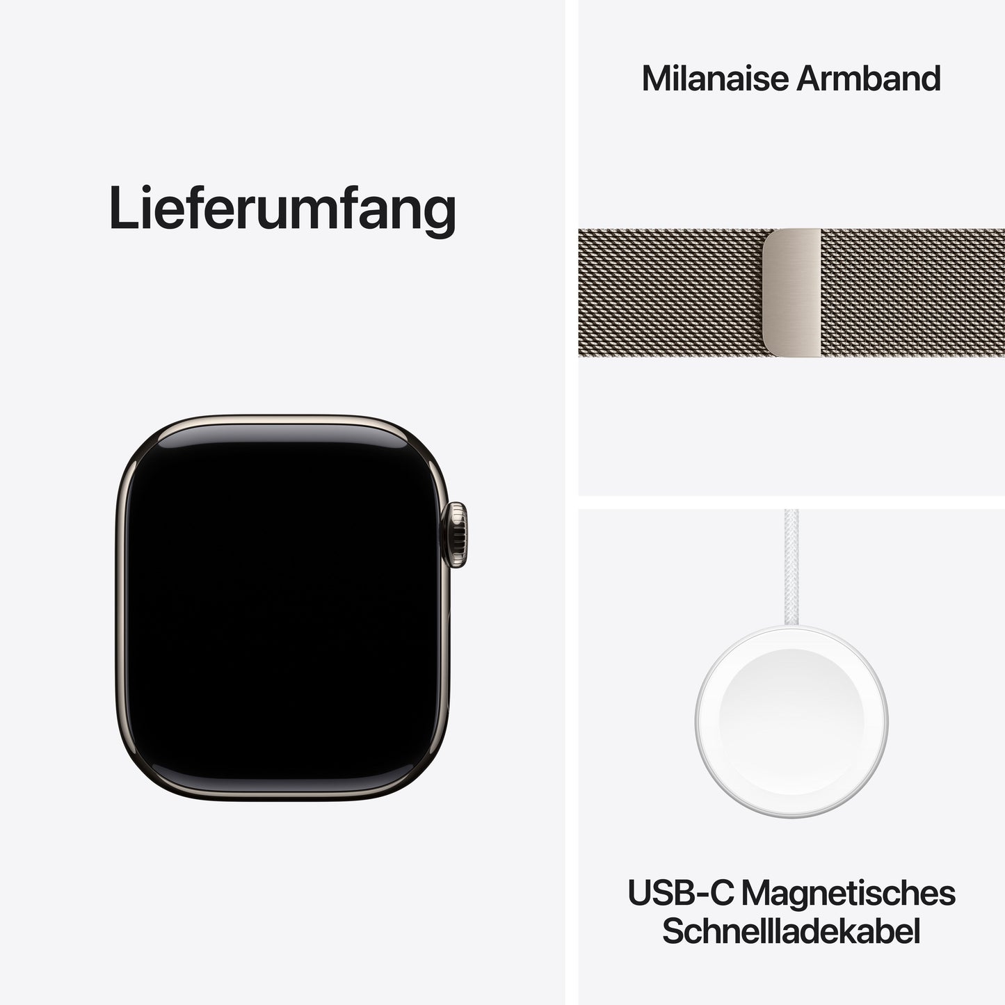 Apple Watch Series 11 GPS + Cellular 42mm Natürliches Titan Case mit Natürlichem Milanaise Loop