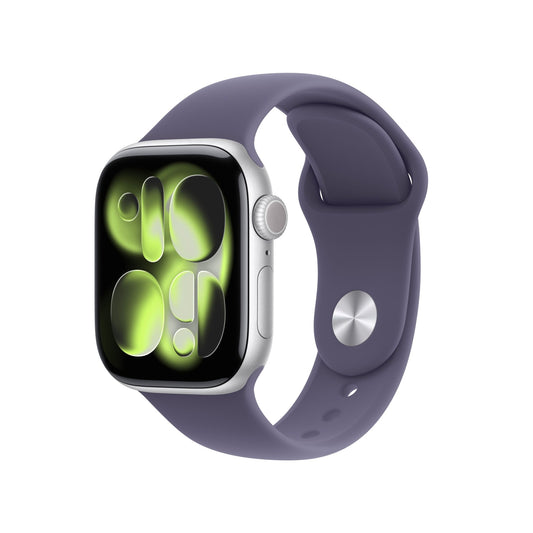 Apple Watch Series 11 GPS + Cellular 42mm Silber Aluminium Case mit Purpurne Nebel Sportarmband - S/M