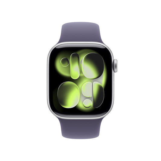 Apple Watch Series 11 GPS + Cellular 42mm Silber Aluminium Case mit Purpurne Nebel Sportarmband - S/M