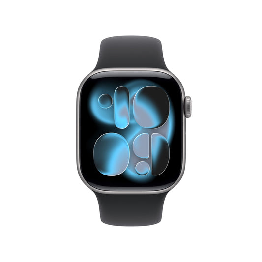Apple Watch Series 11 GPS + Cellular 42mm Space Grey Aluminium Case mit Schwarzem Sportarmband - M/L