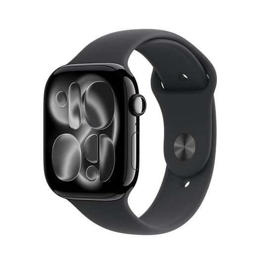 Apple Watch Series 11 GPS 46mm Diamantschwarz Aluminium Case mit Schwarzem Sportarmband - S/M