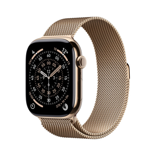 Apple Watch Series 11 GPS + Cellular 46mm Goldenes Titan Case mit Goldenem Milanaise Loop - M/L