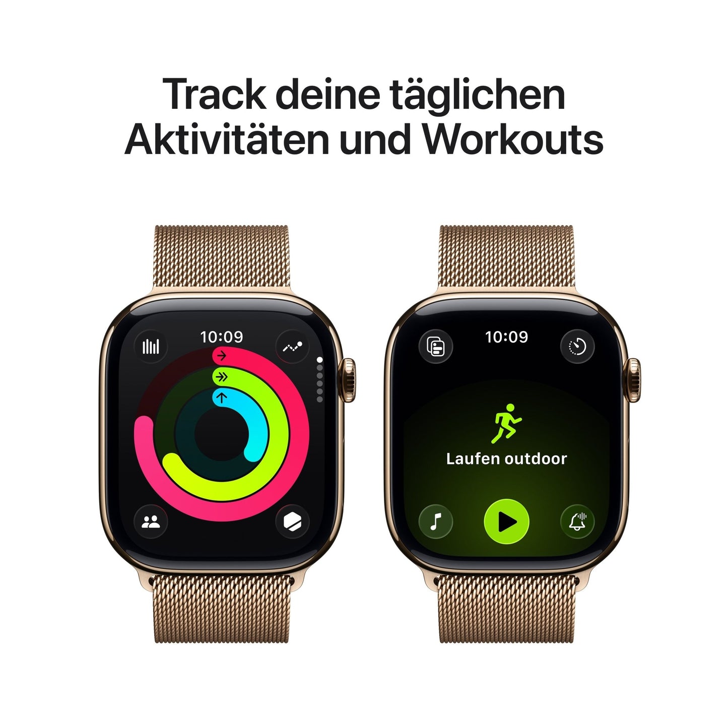 Apple Watch Series 11 GPS + Cellular 46mm Goldenes Titan Case mit Goldenem Milanaise Loop - S/M