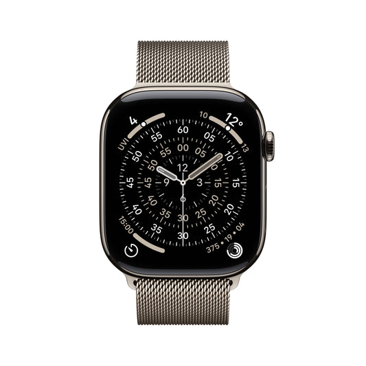 Apple Watch Series 11 GPS + Cellular 46mm Natürliches Titan Case mit Natürlichem Milanaise Loop - S/M