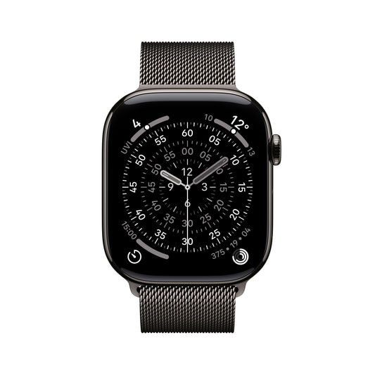 Apple Watch Series 11 GPS + Cellular 46mm Schiefer Titan Case mit Schiefer Milanaise Loop - S/M