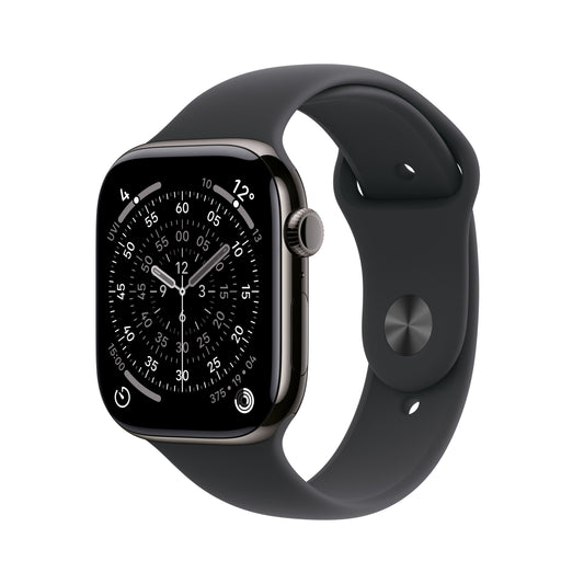 Apple Watch Series 11 GPS + Cellular 46mm Schiefer Titan Case mit Schwarzem Sportarmband - S/M