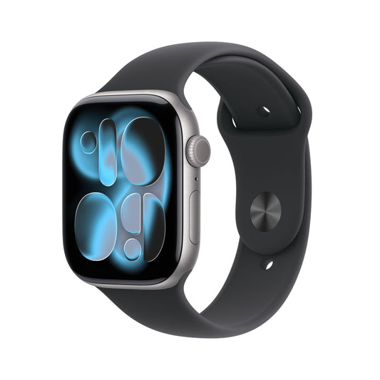 Apple Watch Series 11 GPS + Cellular 46mm Space Grey Aluminium Case mit Schwarzem Sportarmband - M/L