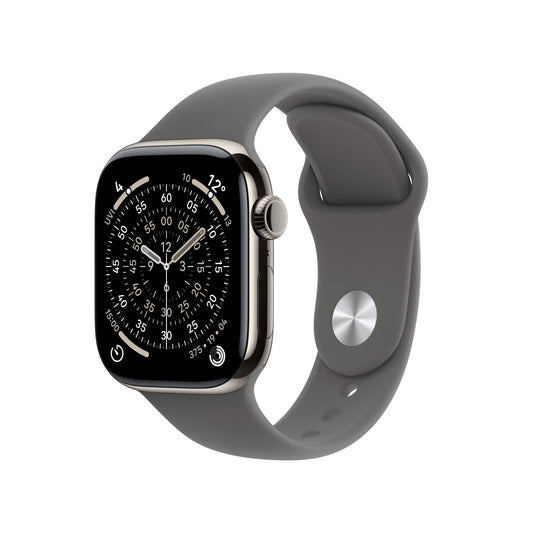 Apple Watch Series 11 GPS + Cellular 42mm Natürliches Titan Case mit Steingrau Sportarmband - S/M