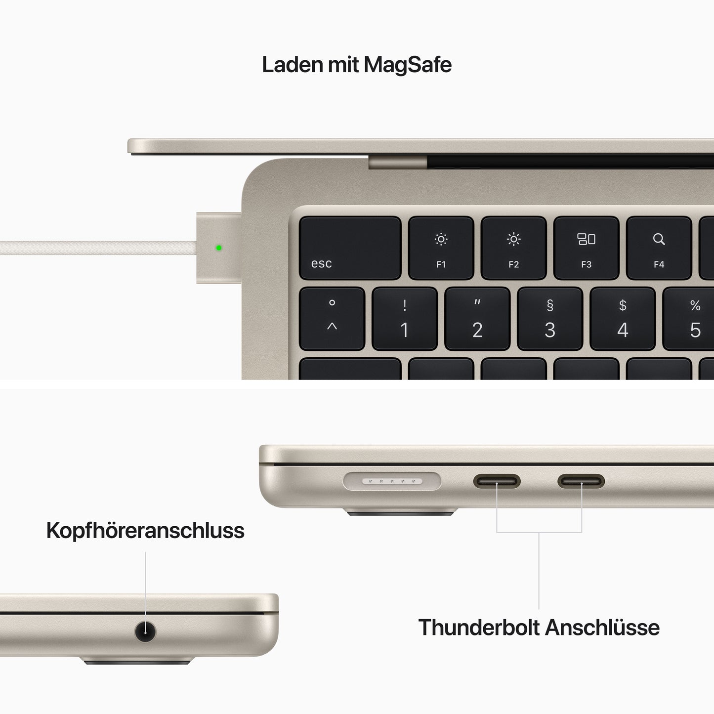 MacBook Air 13 Zoll mit M2 Chip, 8-Core CPU und 8-Core GPU, 16GB, 256GB SSD, polarstern - gebraucht