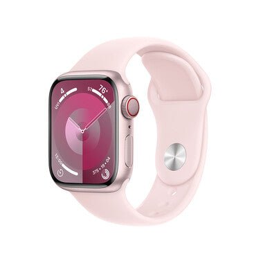 Apple Watch Series 9 GPS + Cellular, Aluminium rosé, 45mm mit Sportarmband, hellrosa - S/M