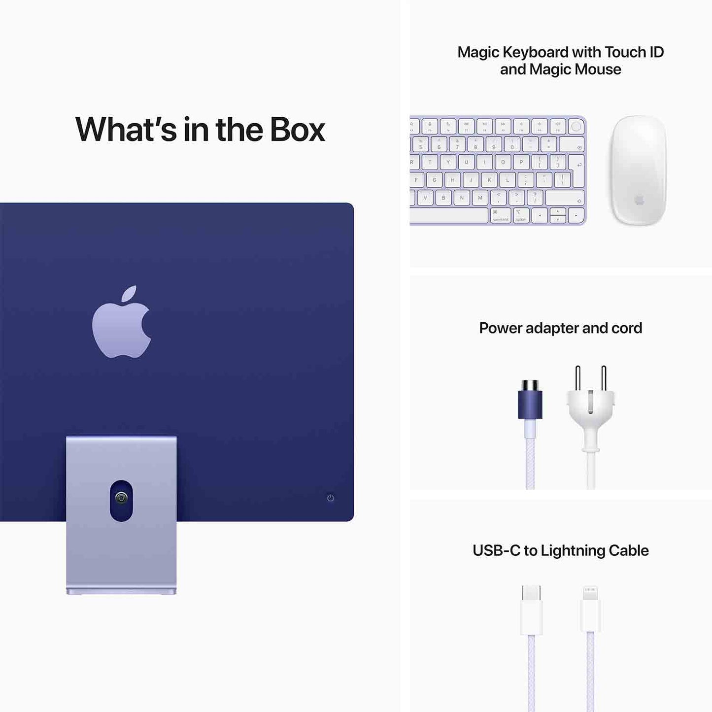 iMac 24" mit 4.5K Retina, M1 Chip 8-Core CPU und 8-Core GPU, 8GB, 256GB SSD, violett