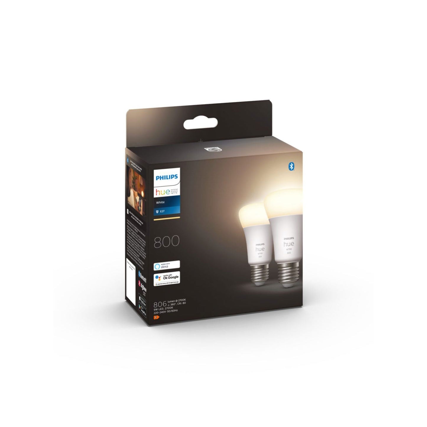 Philips Hue White E27 60W, smarte LED Lampe, Doppelpack