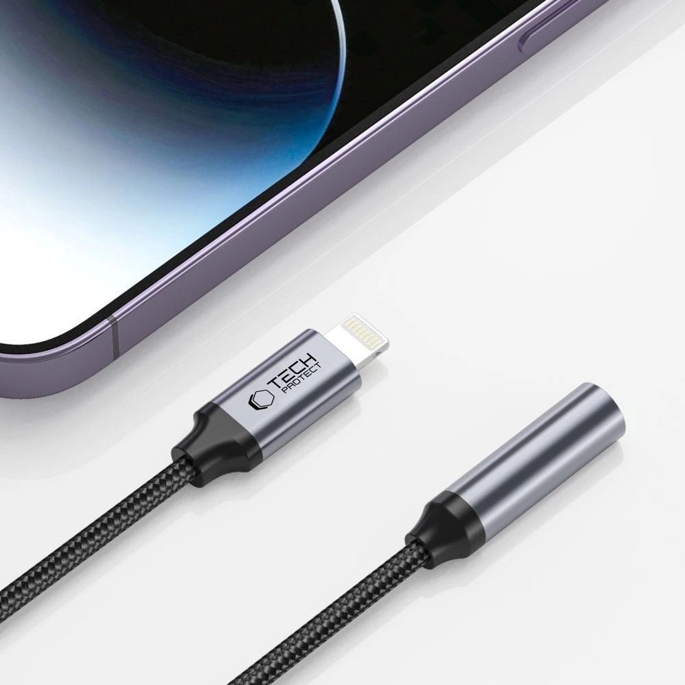 Tech-Protect UltraBoost Lightning auf 3,5mm Klinkenadapter - Schwarz
