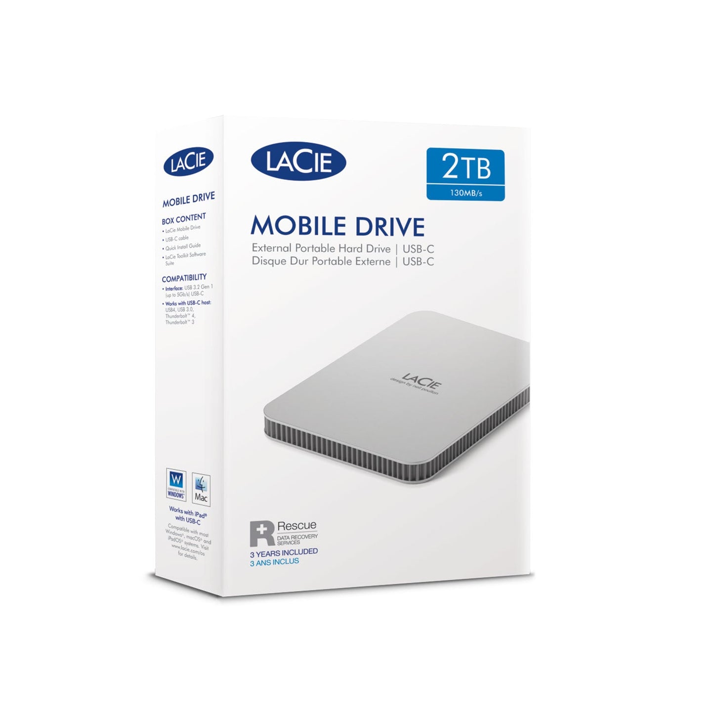 LaCie Mobile Drive V2, 1TB, Moon Silver