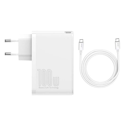 Baseus GaN2 Pro 100W Netzteil mit 2x USB-C und 2x USB-A inklusive 1m USB-C auf USB-C Kabel