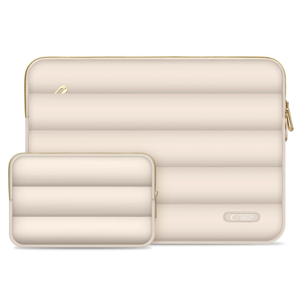 Tech-Protect Puffy Sleeve für MacBook Air/Pro 13“/14“ inklusive Organizer -  Beige 