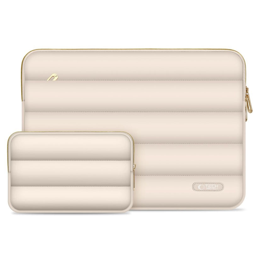 Tech-Protect Puffy Sleeve für MacBook Air/Pro 13“/14“ inklusive Organizer -  Beige 
