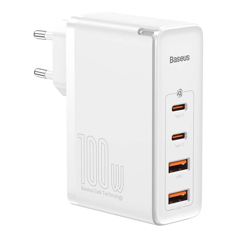 Baseus GaN2 Pro 100W Netzteil mit 2x USB-C und 2x USB-A inklusive 1m USB-C auf USB-C Kabel