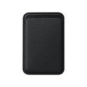 Schwarzes, rechteckiges Pitaka MagSafe Woven Wallet in Schwarz/Grau mit Twill-Struktur.