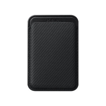 Black rectangular Pitaka MagSafe Woven Wallet Black/Grey Twill featuring a textured twill finish.