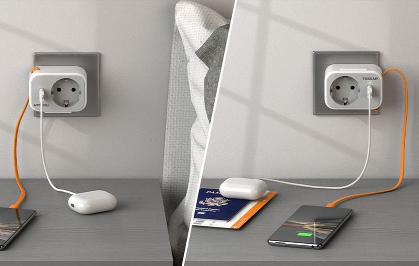 Tessan Reisestecker mit USB-C Kabel und USB-A Anschluss 