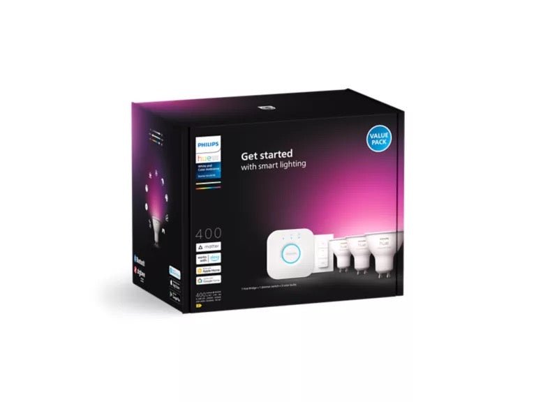 Philips Hue White & Col. Amb. GU10 Dreierpack Starterset inkl. Dimmschalter
