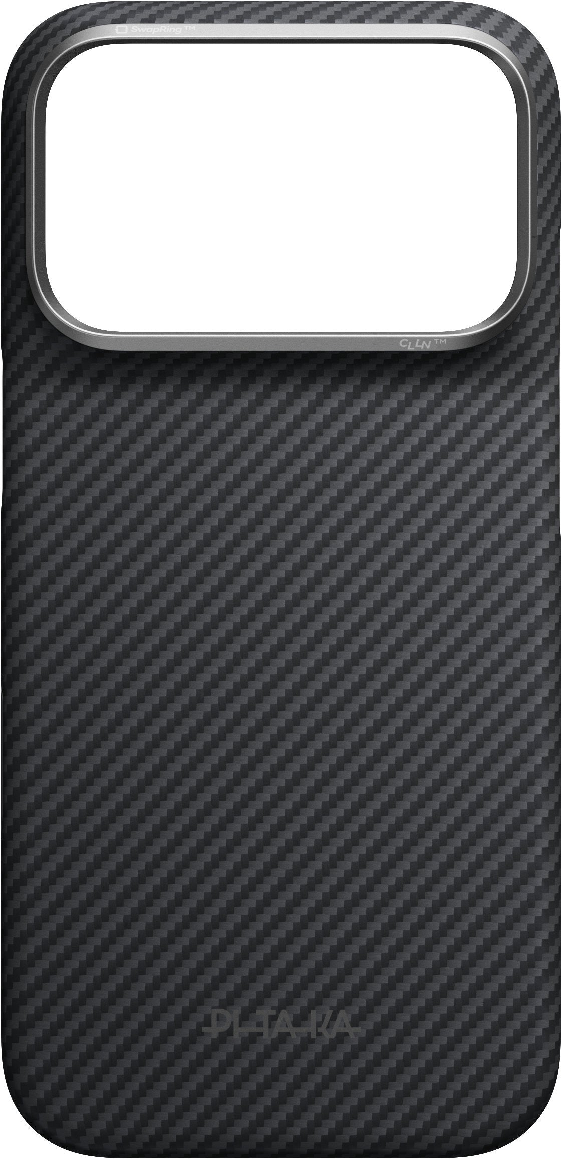 Das PITAKA Aramid Edge Case für iPhone 17 Pro/18 Pro in Schwarz ist eine ultradünne Schutzhülle mit Carbonfaser-Optik, großem rechteckigen Kameraschnitt und dezentem PITAKA-Logo am unteren Rand, die eleganten und leichten Schutz für Ihr iPhone bietet.
