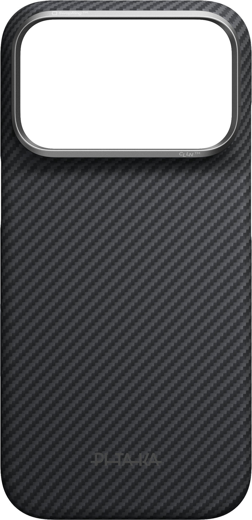Das PITAKA Aramid Edge Case für iPhone 17 Pro/18 Pro in Schwarz ist eine ultradünne Schutzhülle mit Carbonfaser-Optik, großem rechteckigen Kameraschnitt und dezentem PITAKA-Logo am unteren Rand, die eleganten und leichten Schutz für Ihr iPhone bietet.