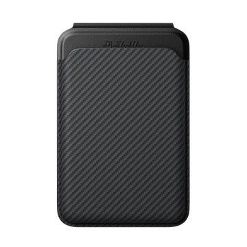 PITAKA Magnetic Stand Woven Wallet Schwarz/Grau Twill mit dunkelgrauer Webstruktur.
